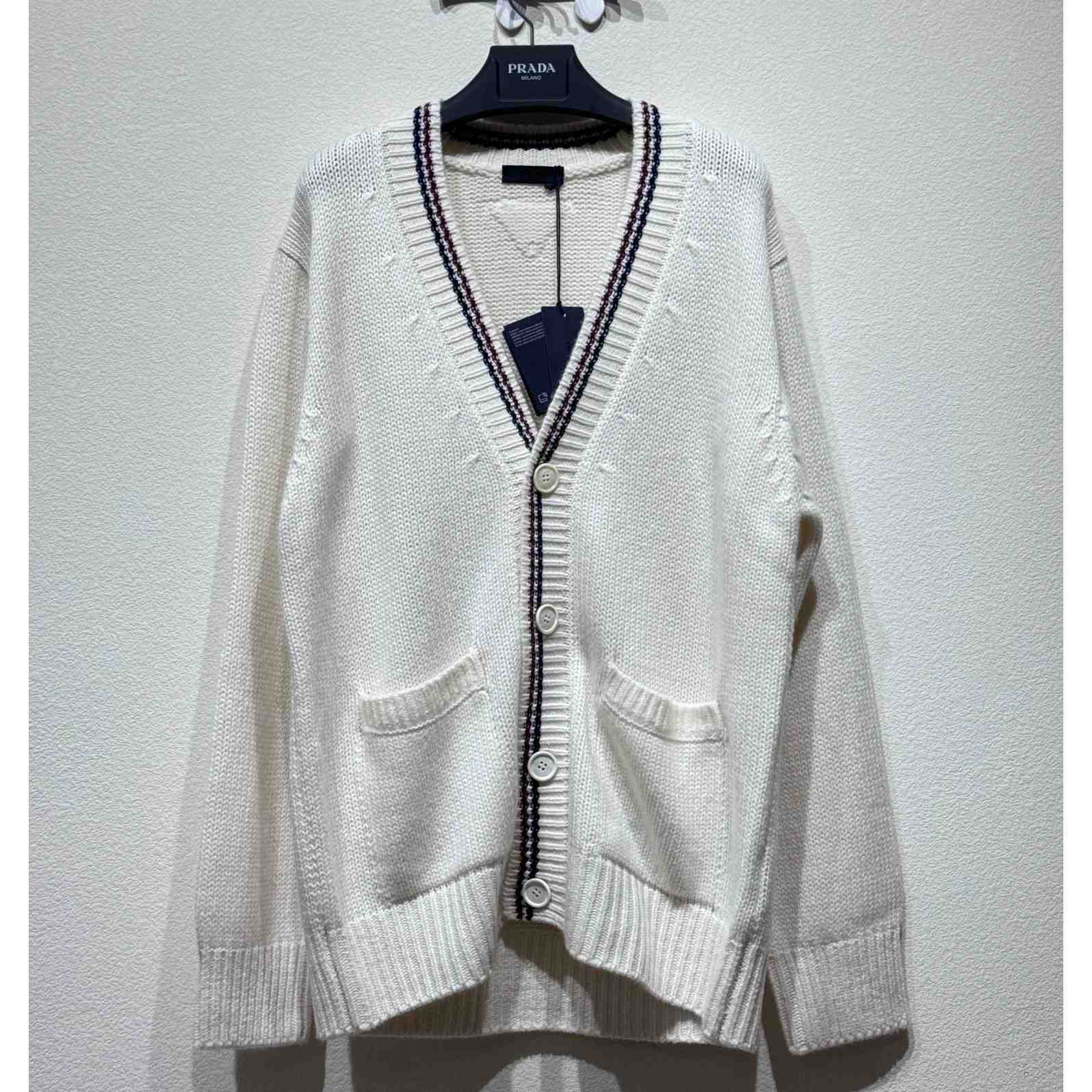 Prada Stripe-trim Cashmere Cardigan - EUR FASHION