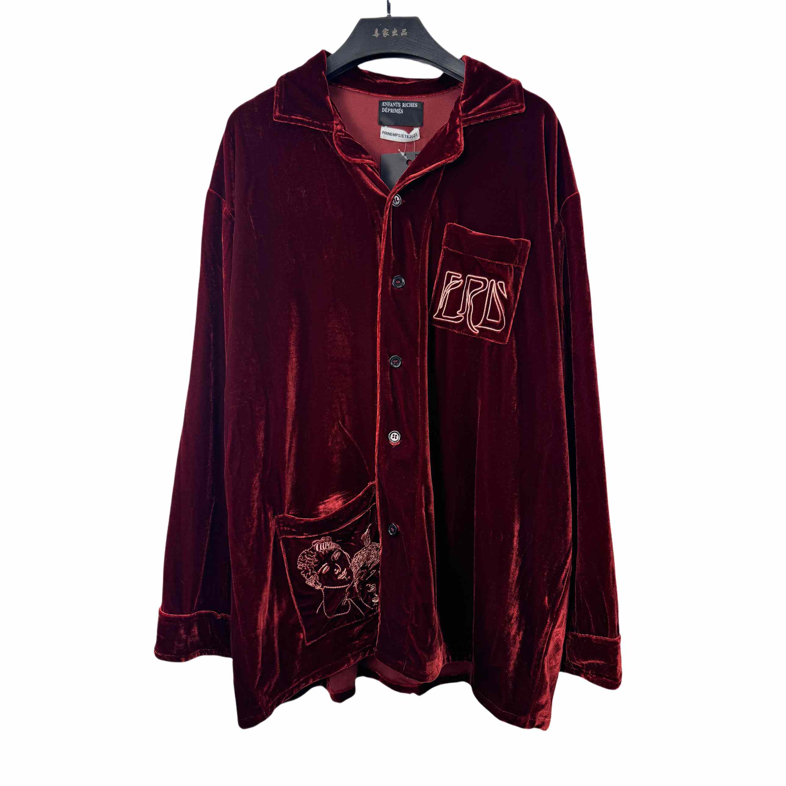 Enfants Riches Deprimes Red Velvet Shirt Coat - EUR FASHION