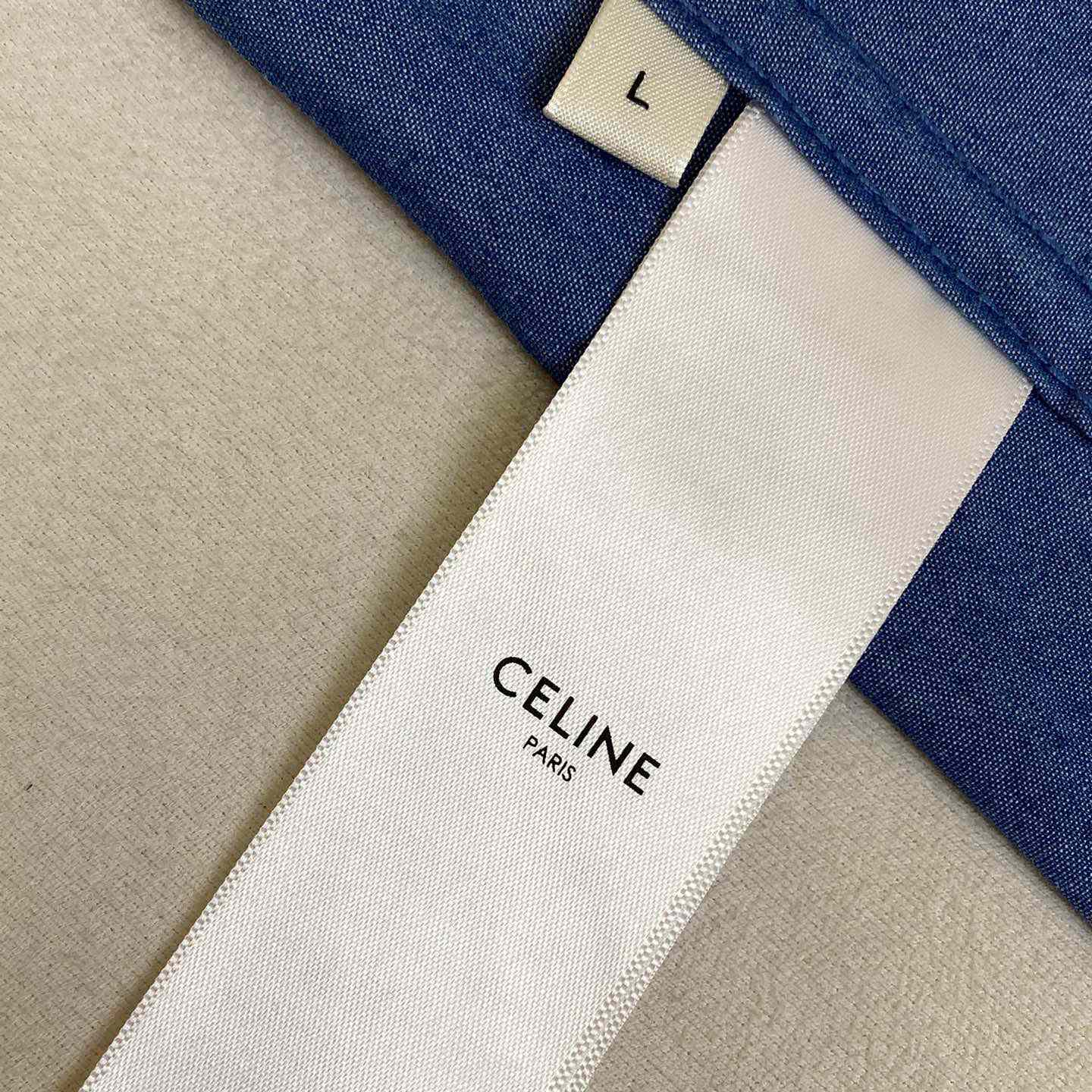 Celine Triomphe Cotton-Chambray Shirt - EUR FASHION