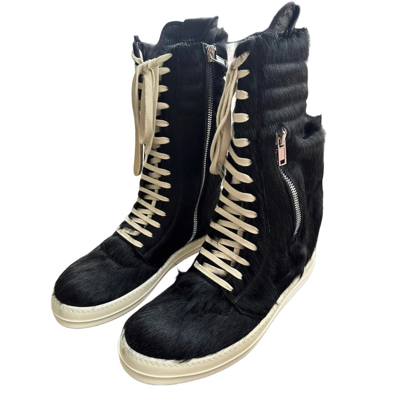 Rick Owens Black Pony Hair Cargobasket - EUR FASHION