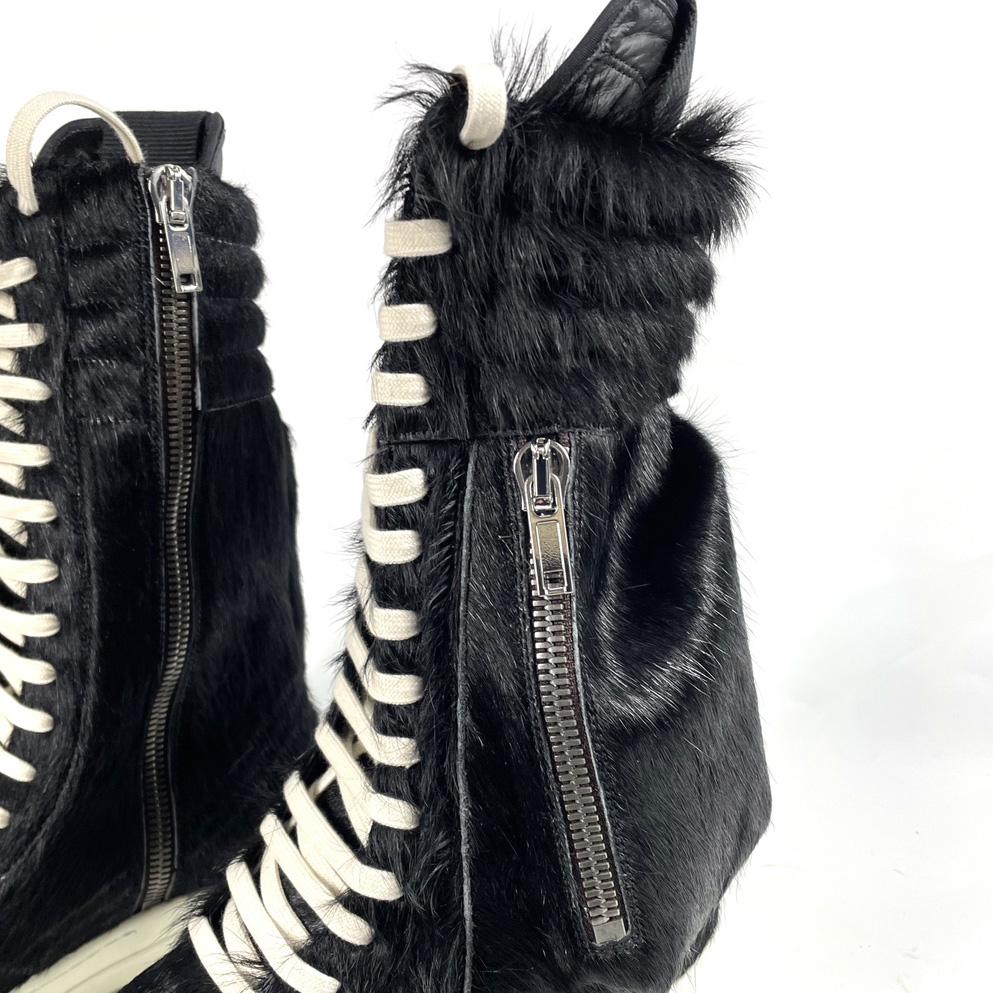 Rick Owens Black Pony Hair Cargobasket - EUR FASHION