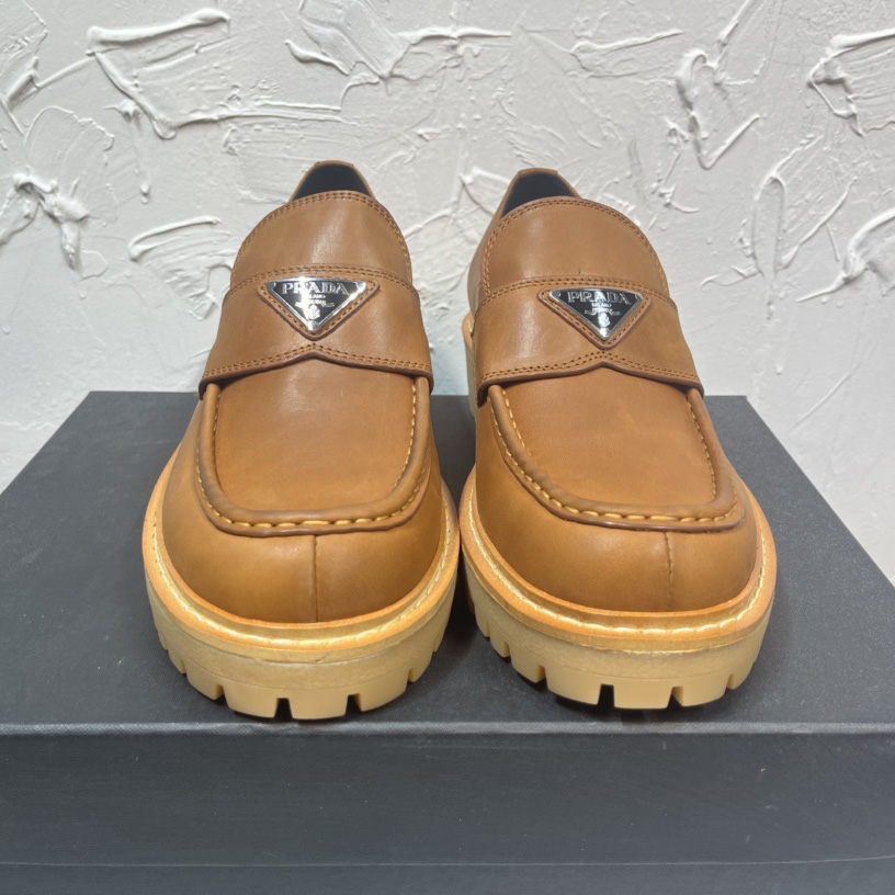 Prada Leather Loafers In Brown - EUR FASHION