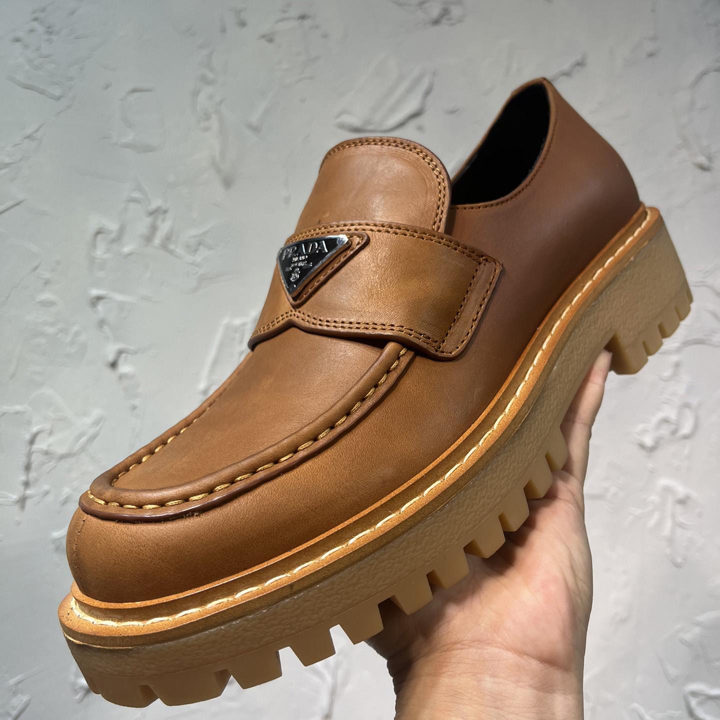 Prada Leather Loafers In Brown - EUR FASHION