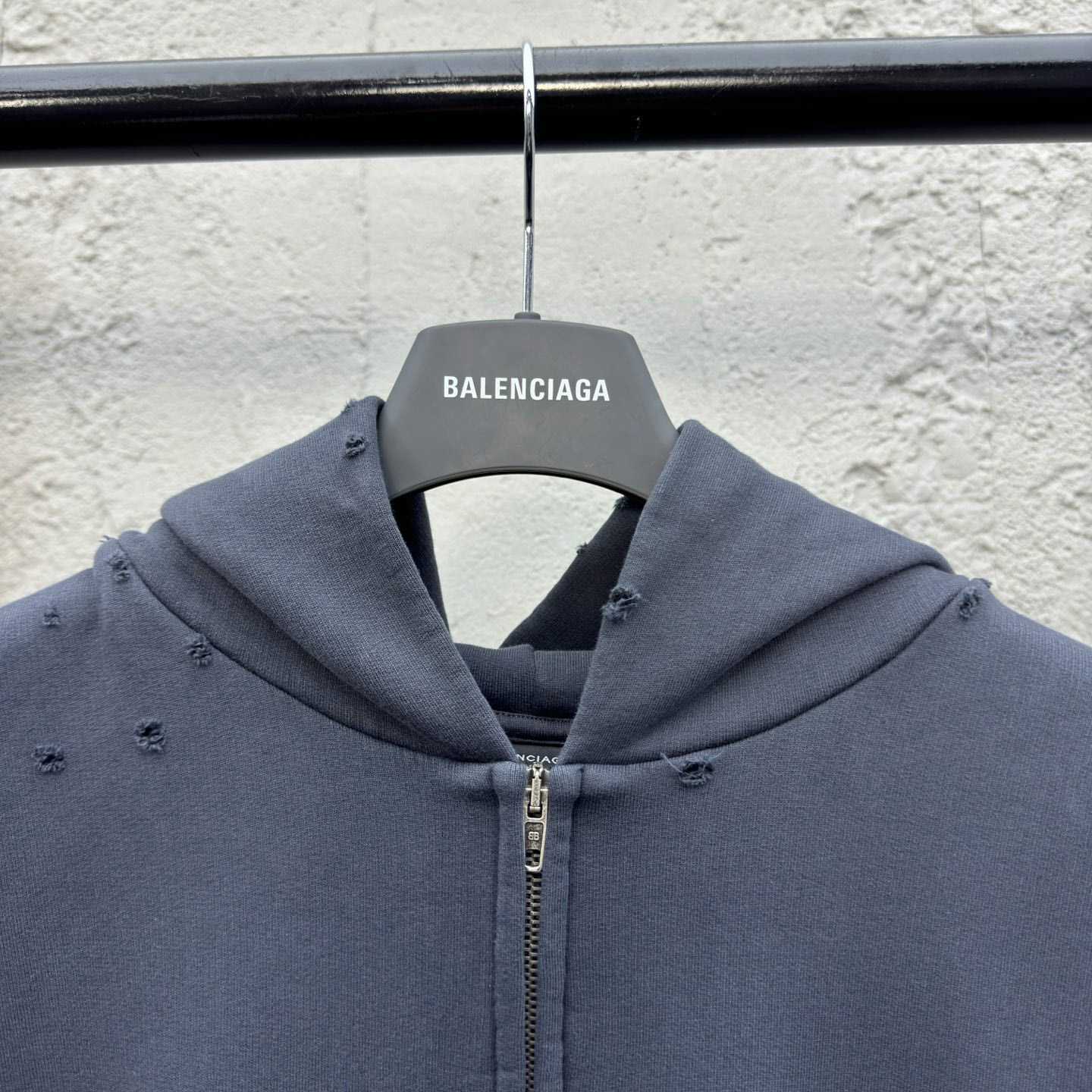 Balenciaga Planet Earth Zip-Up Hoodie Regular Fit Wash Black - EUR FASHION