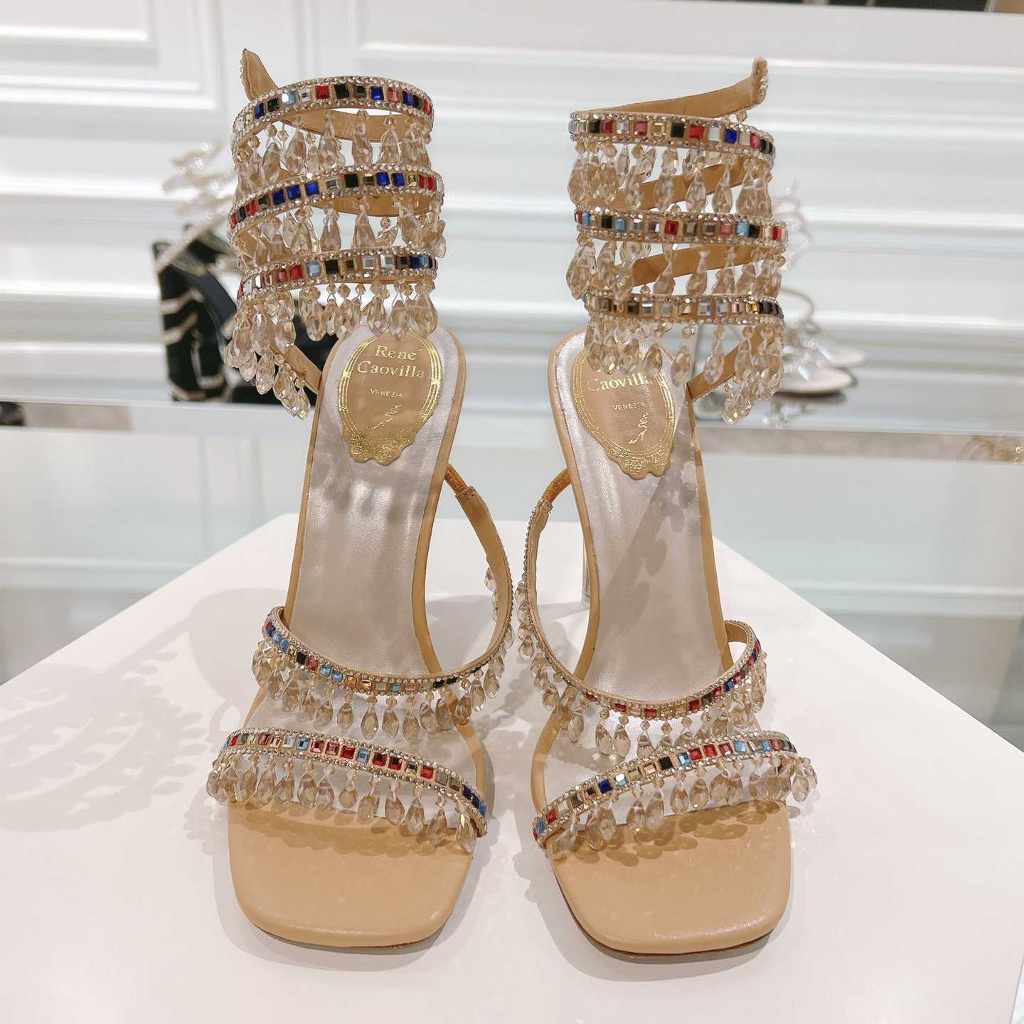 Rene Caovilla Natural Chandelier Sandals - EUR FASHION