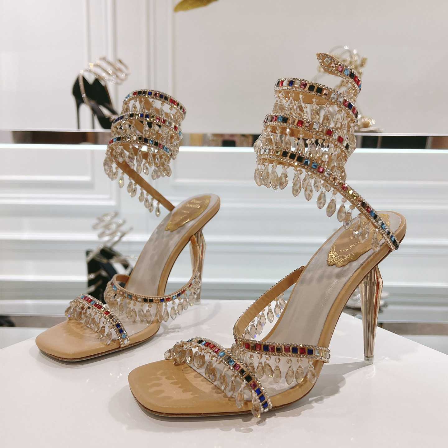 Rene Caovilla Natural Chandelier Sandals - EUR FASHION