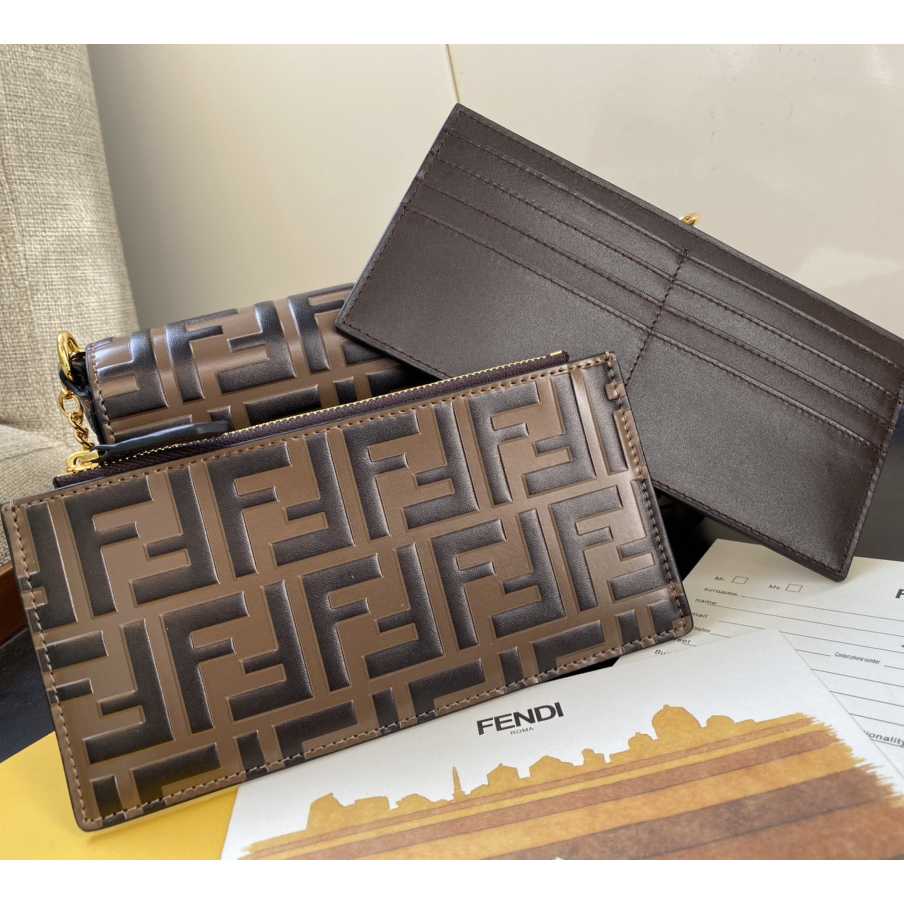 Fendi Envelope Clutch on Chain Zucca Embossed Leather （ 21-12-3.5cm ） - EUR FASHION