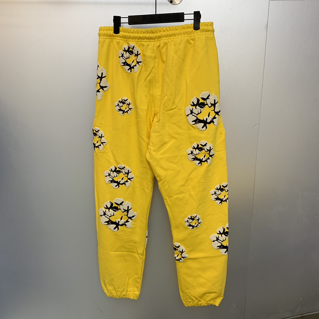 Denim Tears Cactus Tears Wreath Sweatpants Yellow - EUR FASHION