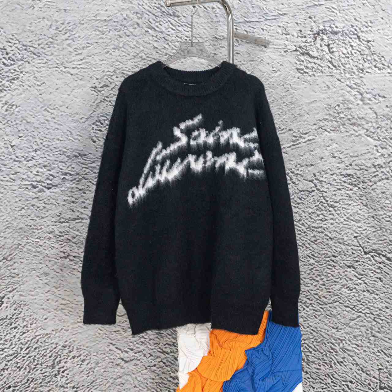 Saint Laurent Logo-Intarsia Mohair-Blend Sweater - EUR FASHION