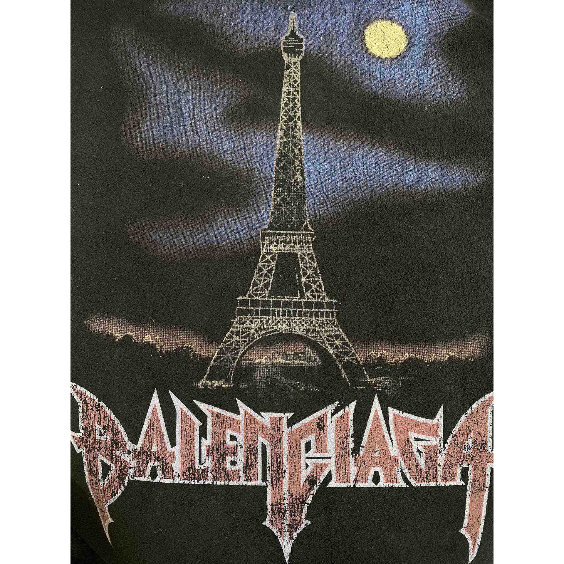 Balenciaga Paris Moon Crinkled Hoodie Large Fit In Black - EUR FASHION