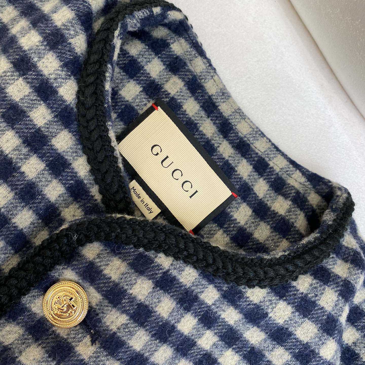 Gucci Wool Gingham Jacket With Interlocking G  - EUR FASHION