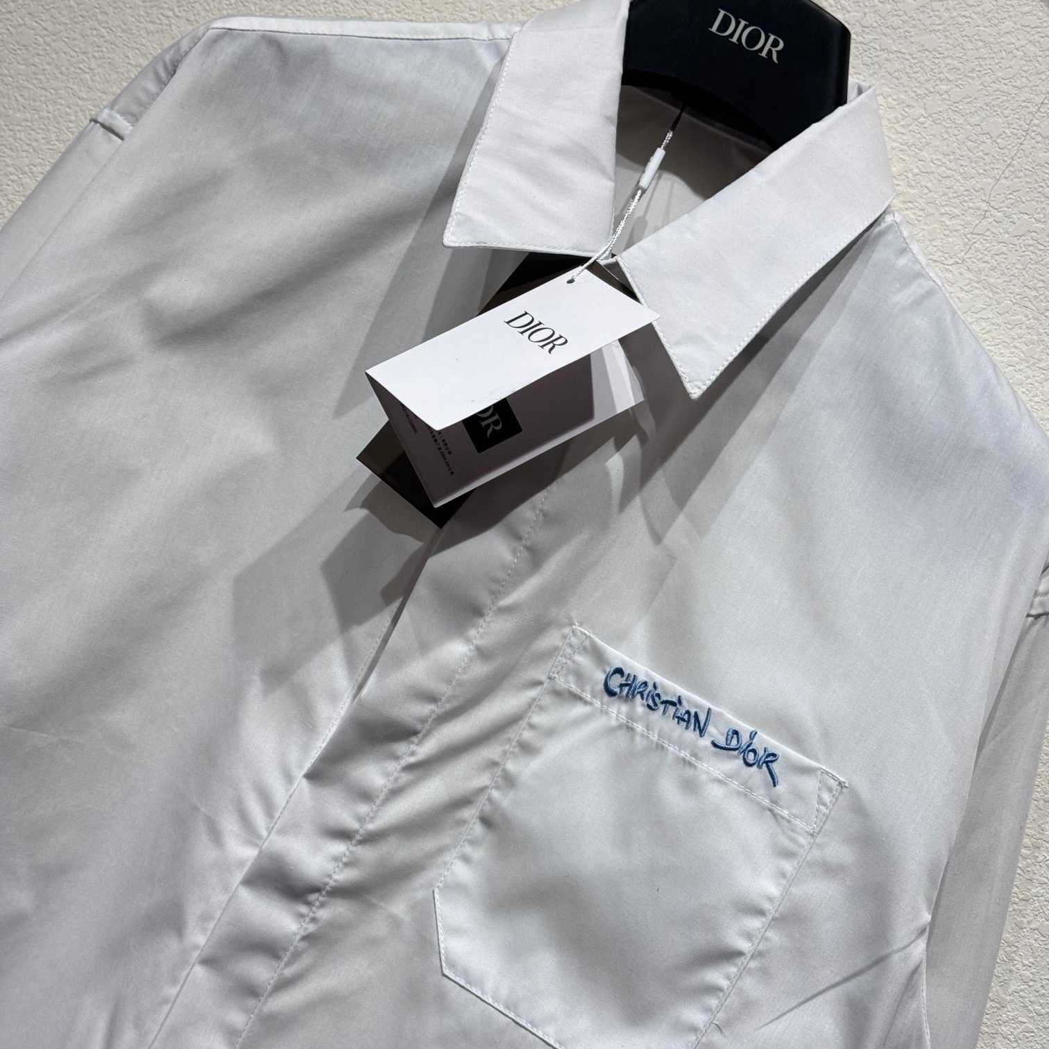 Christian Dior Tag Embroidery Shirt White Cotton Poplin - EUR FASHION