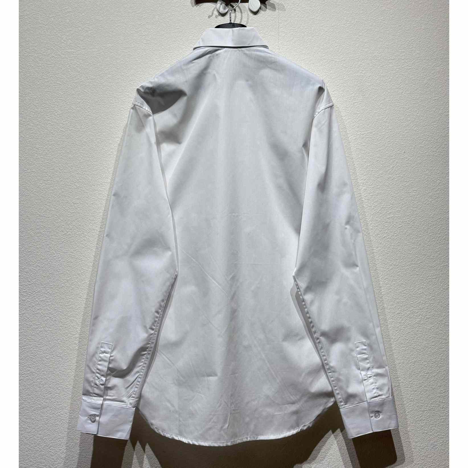 Christian Dior Tag Embroidery Shirt White Cotton Poplin - EUR FASHION
