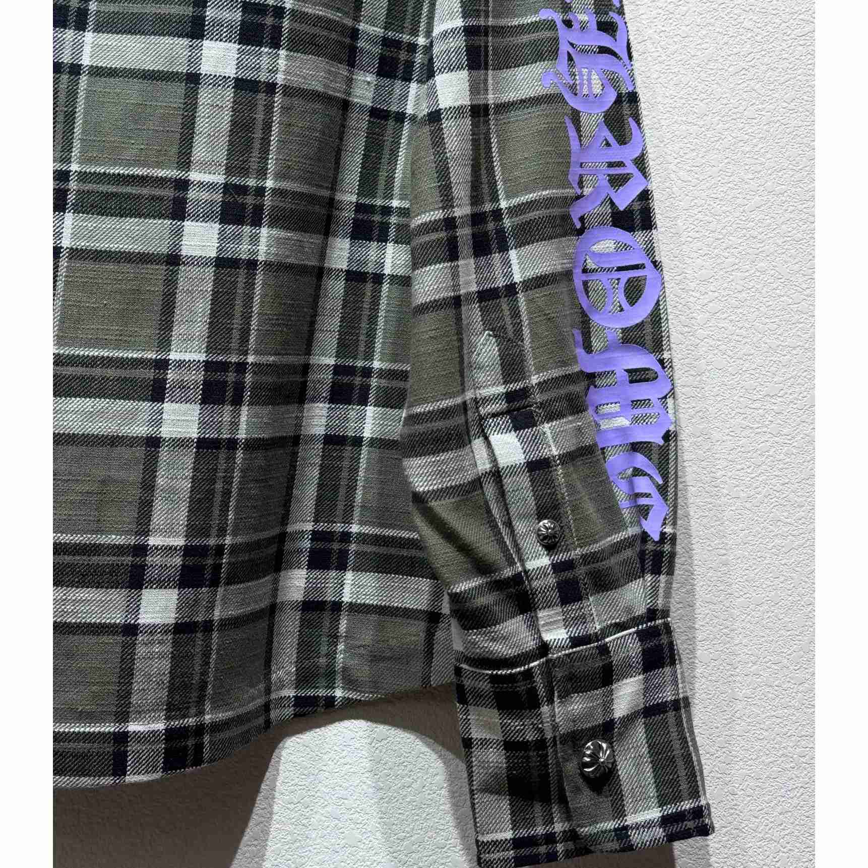 Chrome Hearts Sleeve Print Flannel Shirt - EUR FASHION