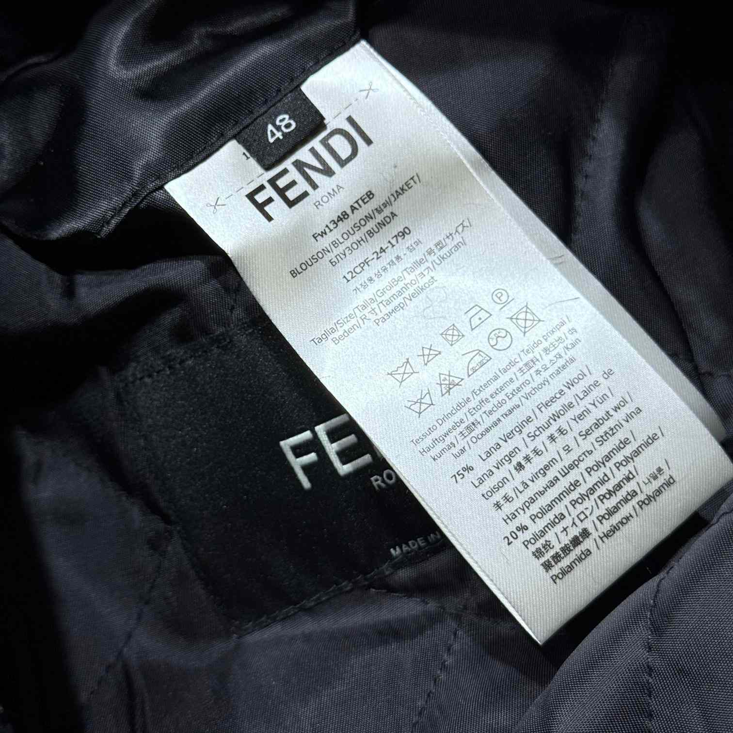 Fendi Black Wool Bomber Jacket - EUR FASHION