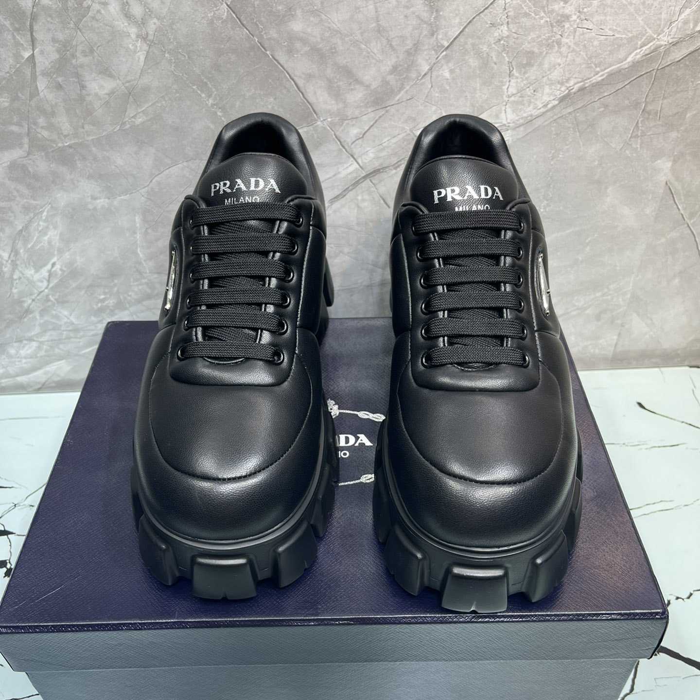 Prada Padded Nappa Leather Lace-up Shoes - EUR FASHION