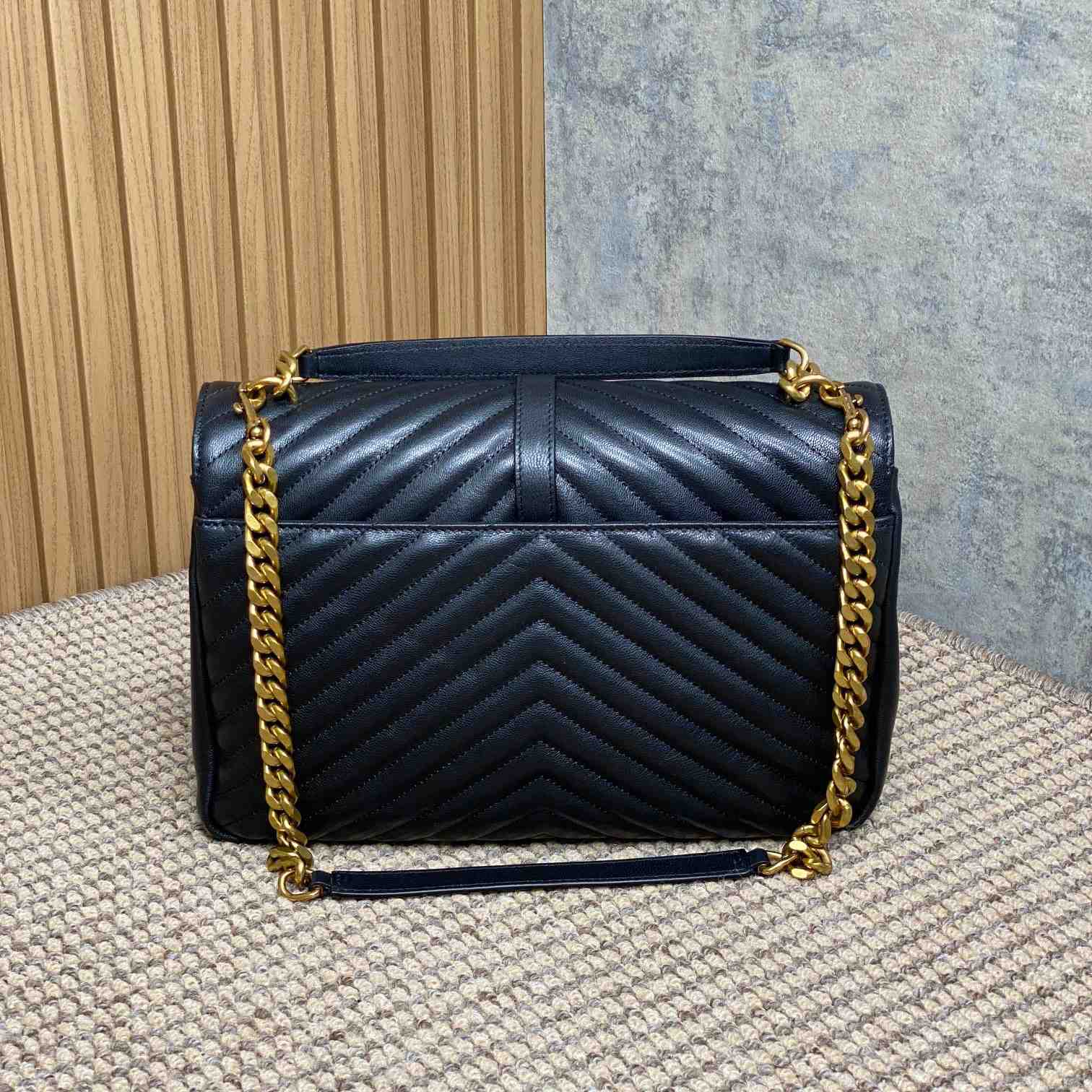 Saint Laurent Black Matelassé Sheepskin Large College Bag  32cm - EUR FASHION