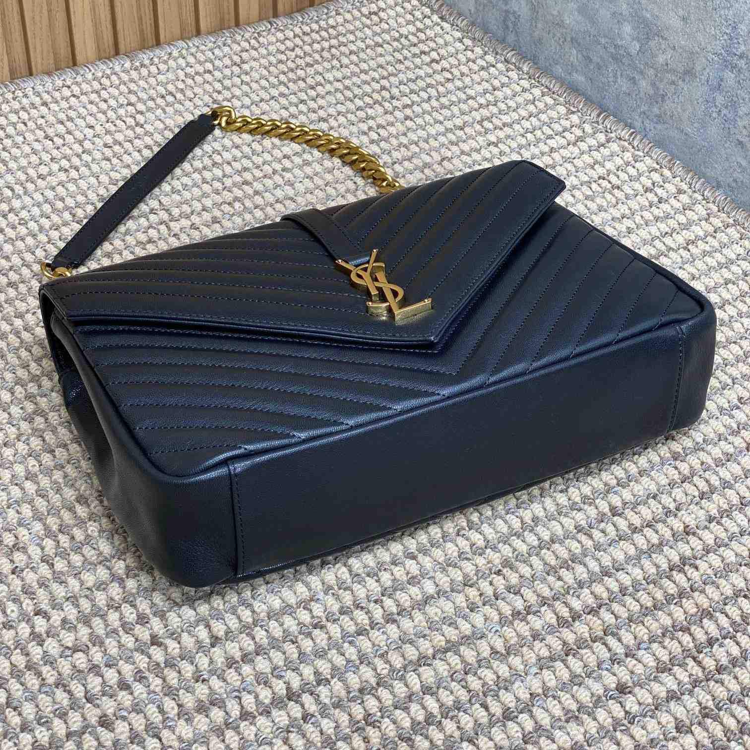 Saint Laurent Black Matelassé Sheepskin Large College Bag  32cm - EUR FASHION