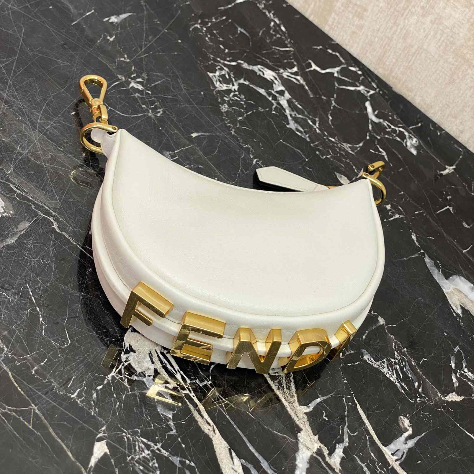 Fendi Fendigraphy Mini White Leather Mini Bag - EUR FASHION