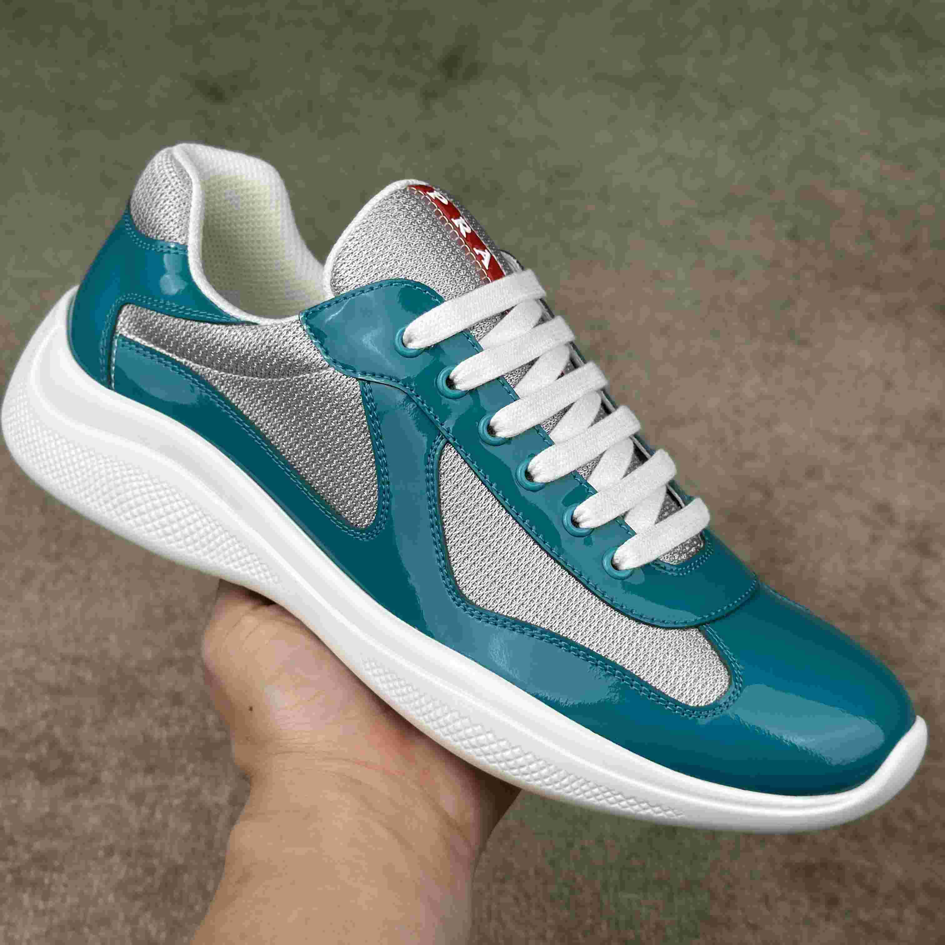Prada America's Cup Patent Leather And Bike Fabric Sneakers - EUR FASHION