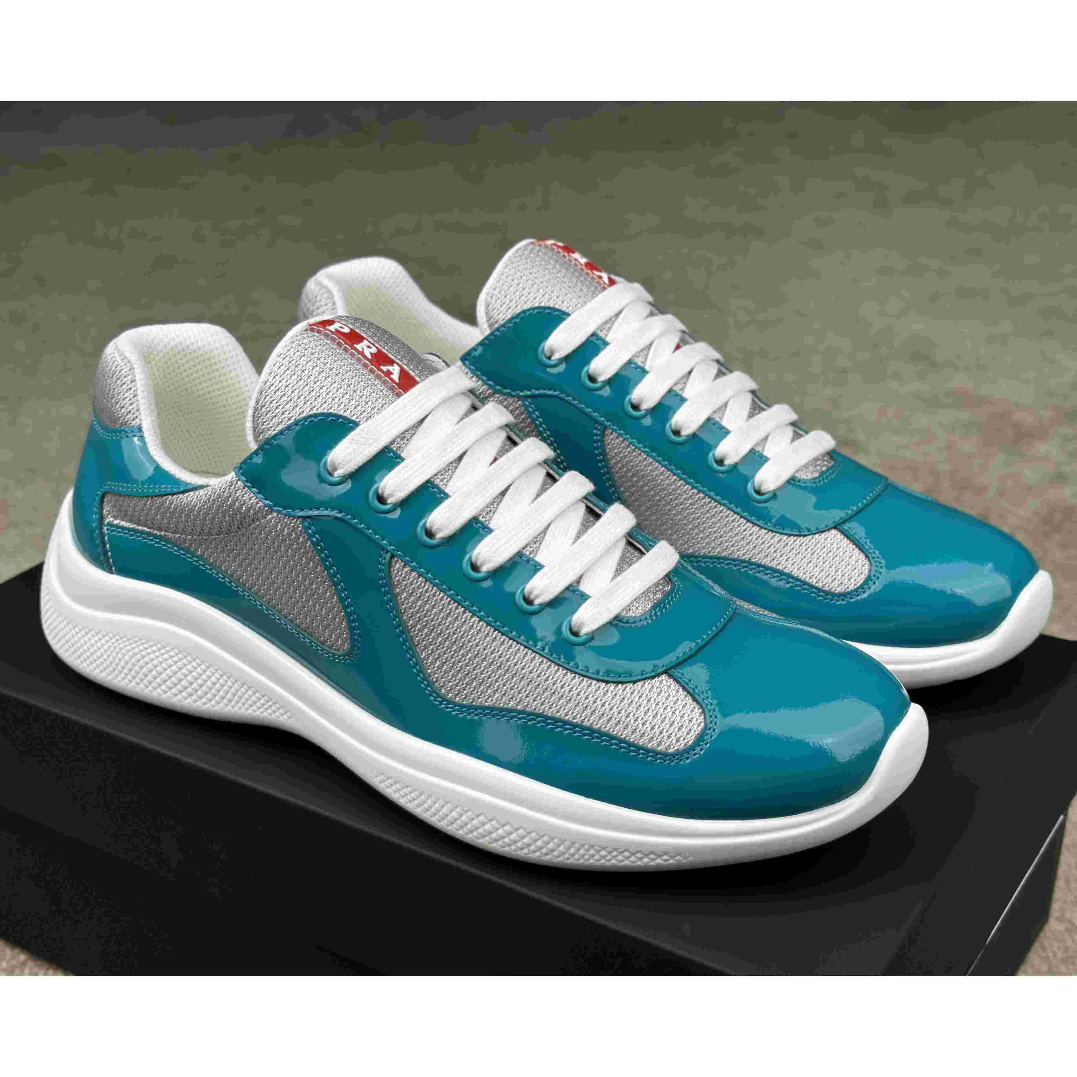Prada America's Cup Patent Leather And Bike Fabric Sneakers - EUR FASHION