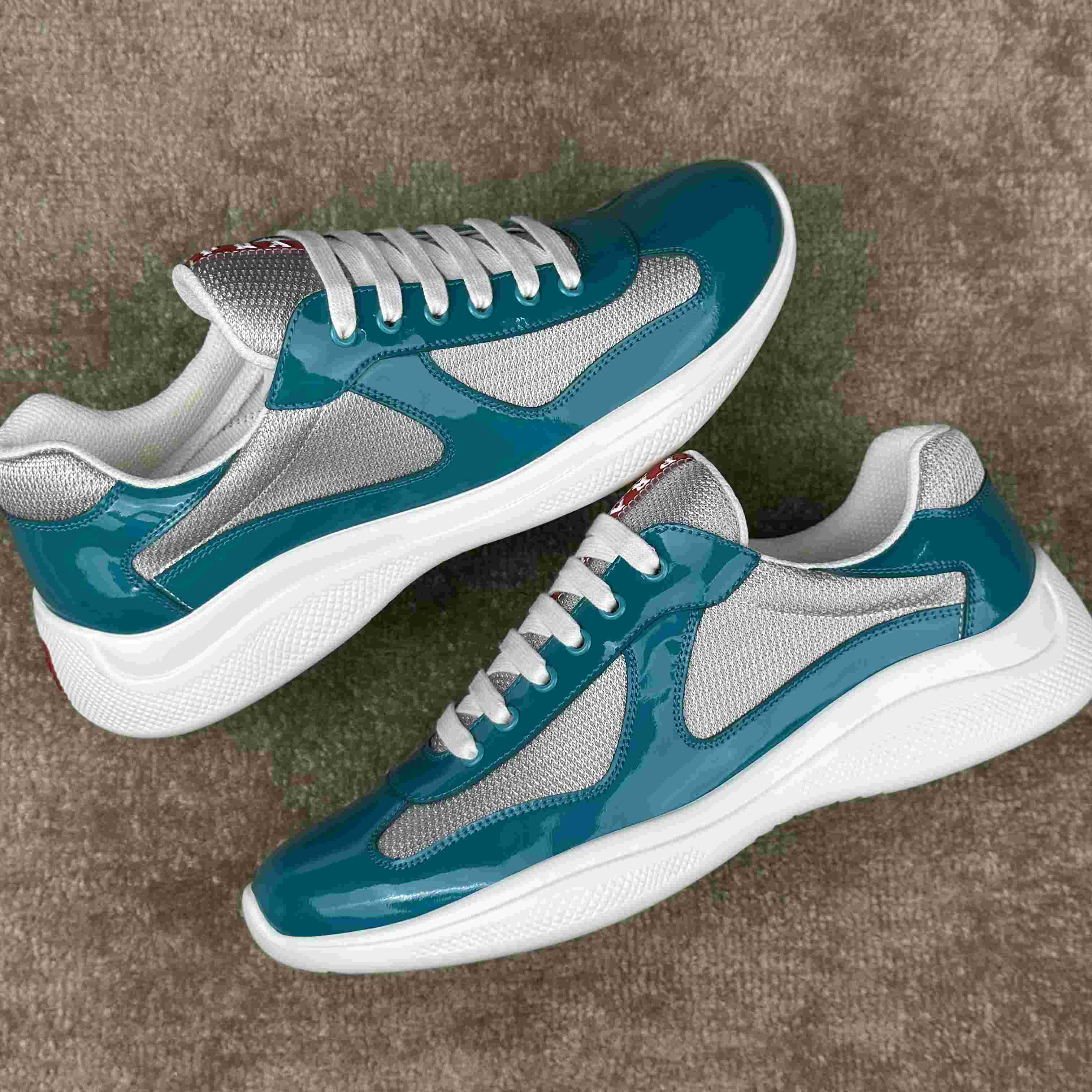 Prada America's Cup Patent Leather And Bike Fabric Sneakers - EUR FASHION