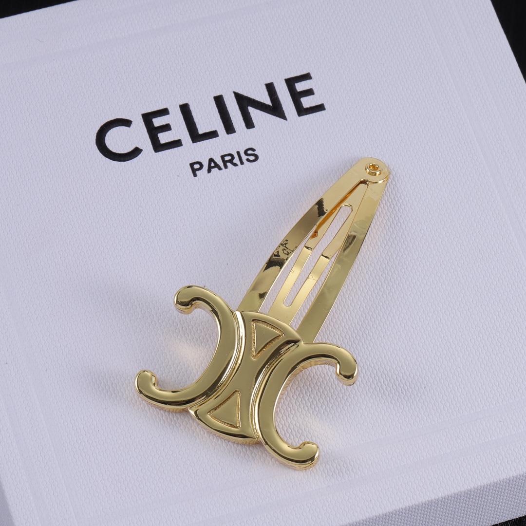 Celine Hair Clips In Brass With Gold Finish And Steel - EUR FASHION