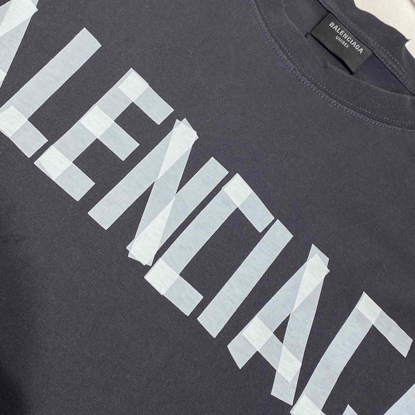 Balenciaga New Tape Type TR T-Shirt Medium Fit In Faded Washed Black - EUR FASHION
