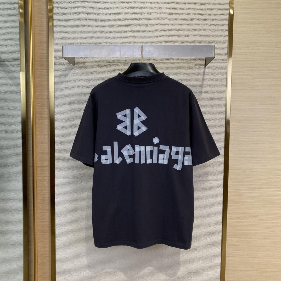 Balenciaga New Tape Type TR T-Shirt Medium Fit In Faded Washed Black - EUR FASHION