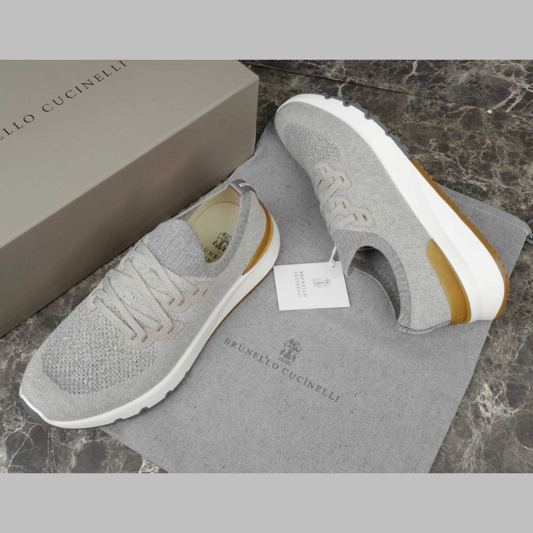 Brunello Cucinelli Cotton Chiné Knit Runners - EUR FASHION