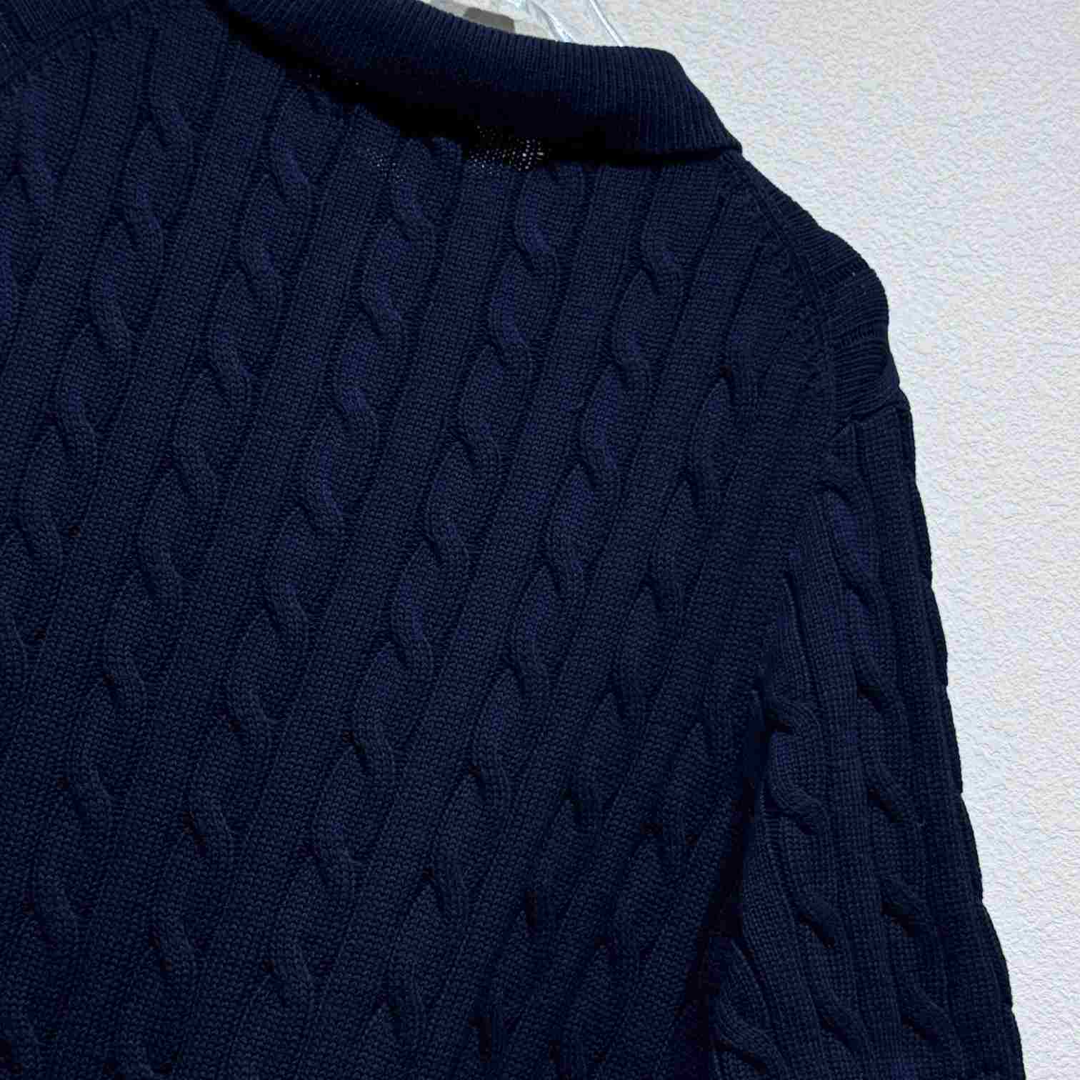 Ralph Lauren Cable-Knit Cotton Polo-Collar Sweater - EUR FASHION