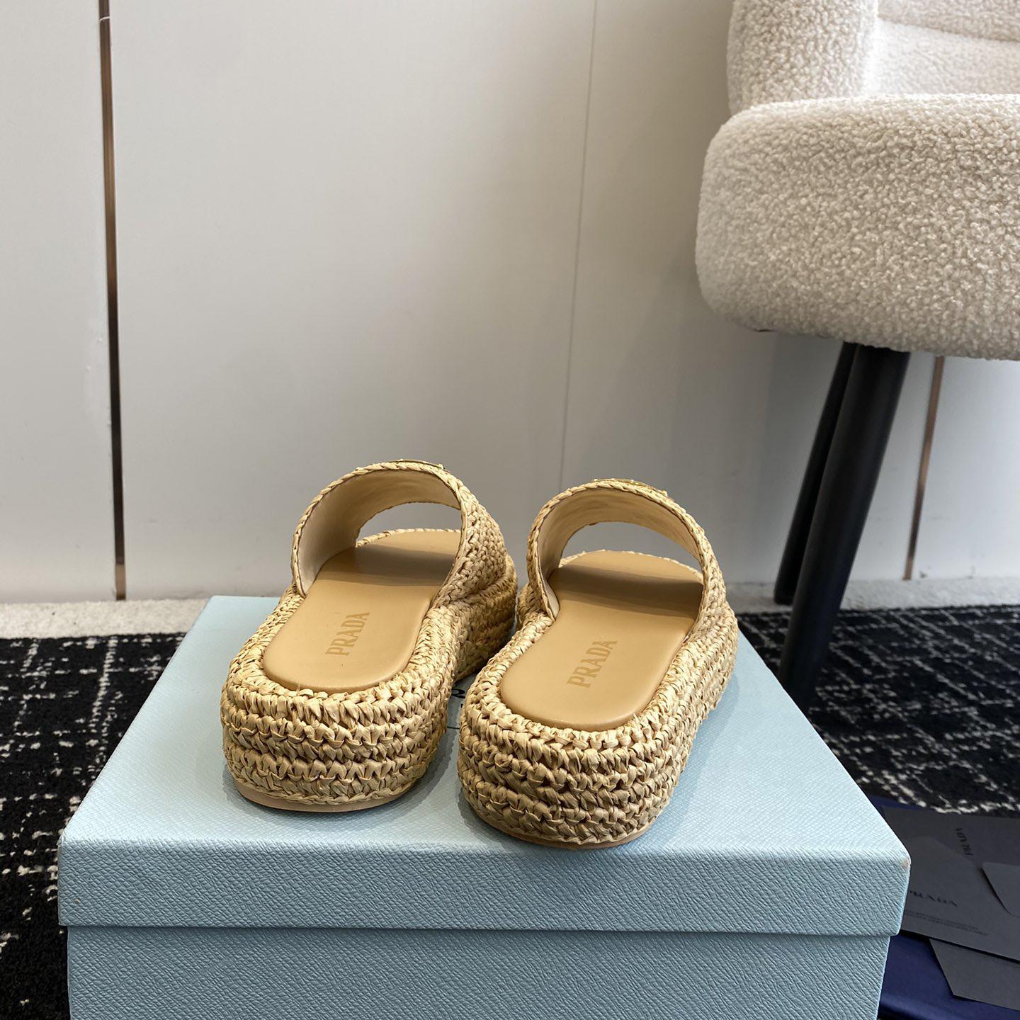Prada Crochet Flatform Slides - EUR FASHION