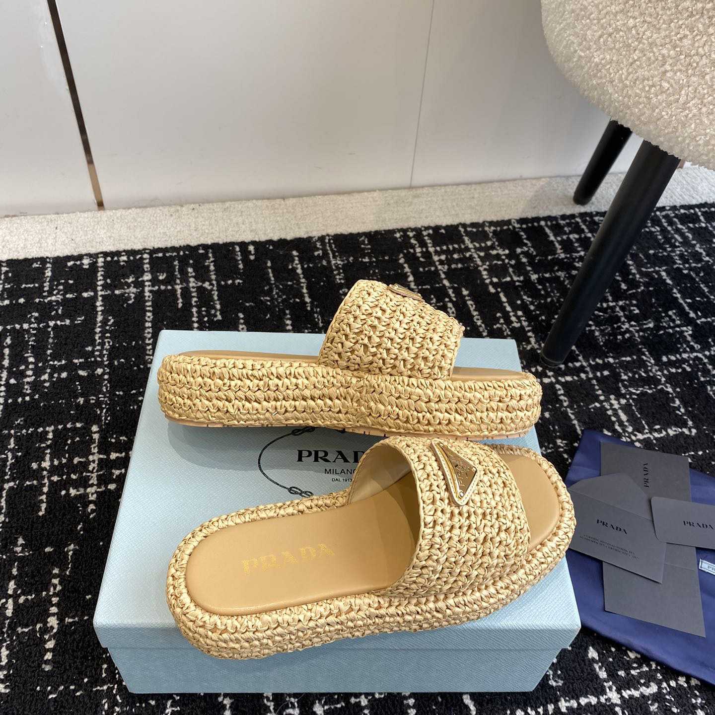 Prada Crochet Flatform Slides - EUR FASHION
