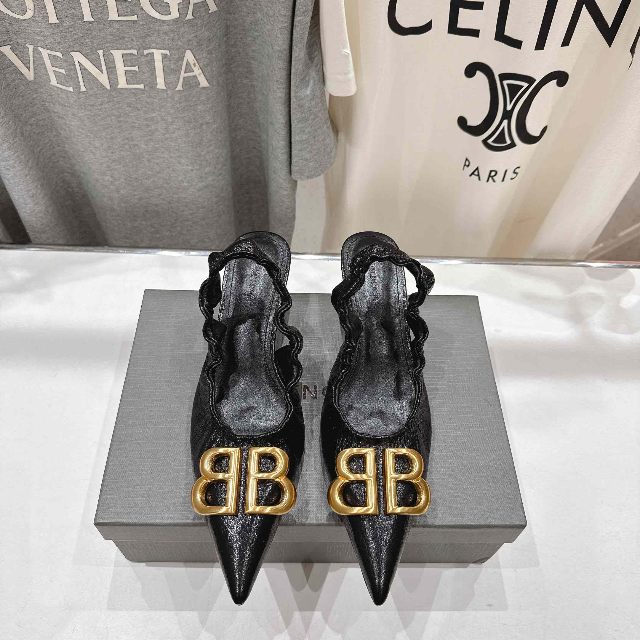 Balenciaga Monaco 50mm Slingback In Black Arena Lambskin - EUR FASHION