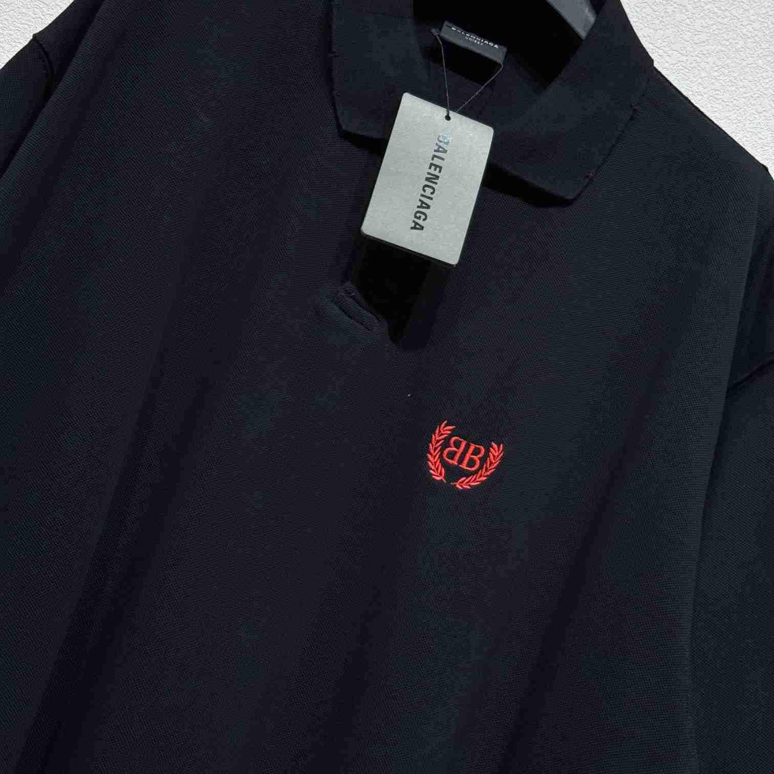 Balenciaga Laurel Classic Short Sleeve Regular Polo In Faded Black  - EUR FASHION