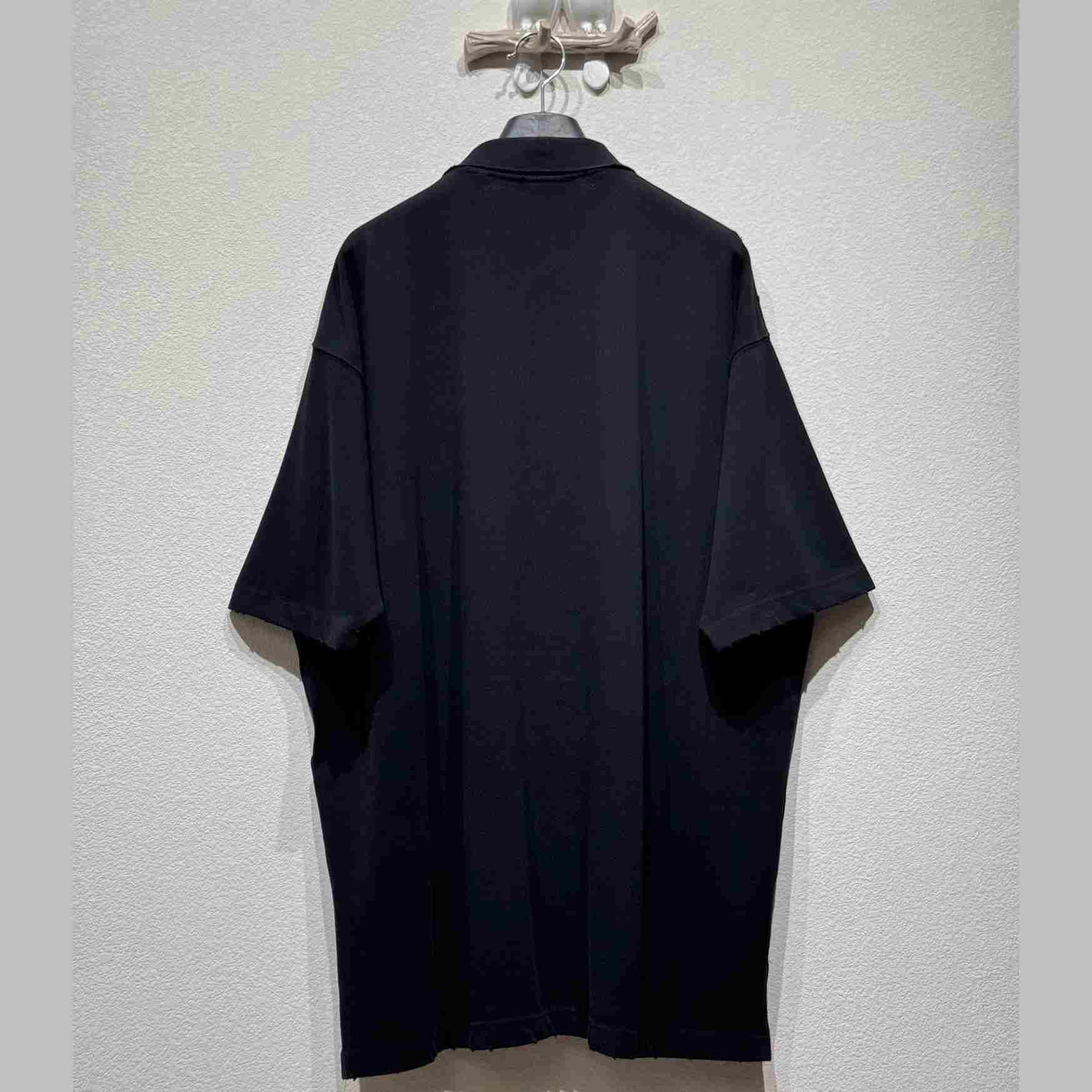 Balenciaga Laurel Classic Short Sleeve Regular Polo In Faded Black  - EUR FASHION
