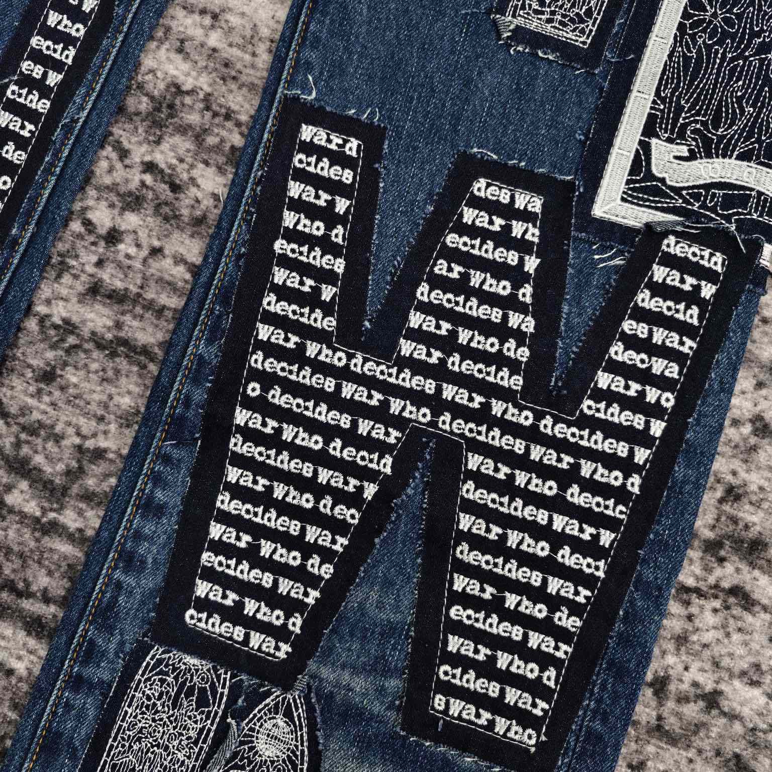 Who Decides War Motif Patched Jeans   702 - EUR FASHION