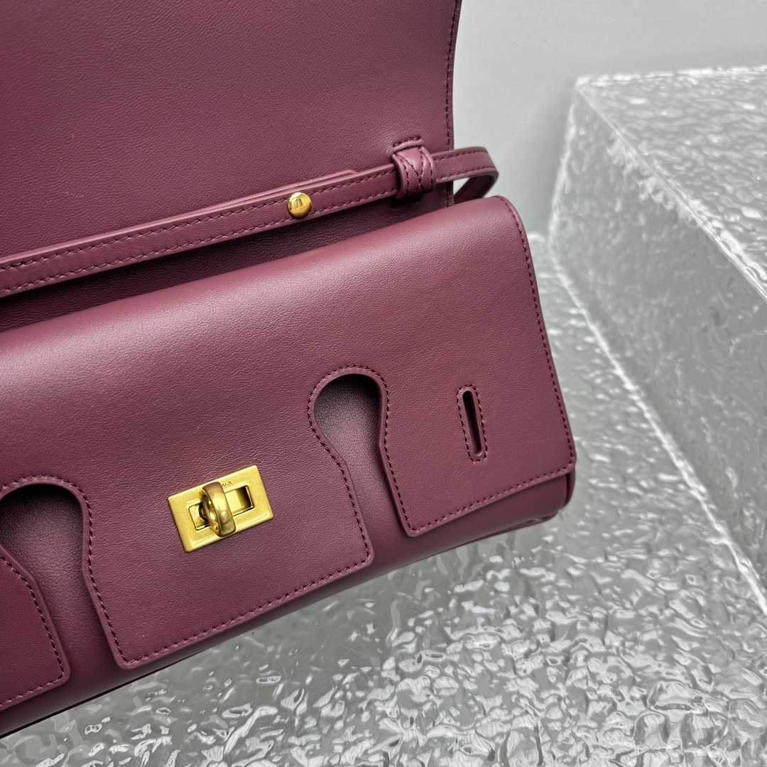 Balenciaga Bel Air Clutch On Strap Small In Dark Burgundy - EUR FASHION