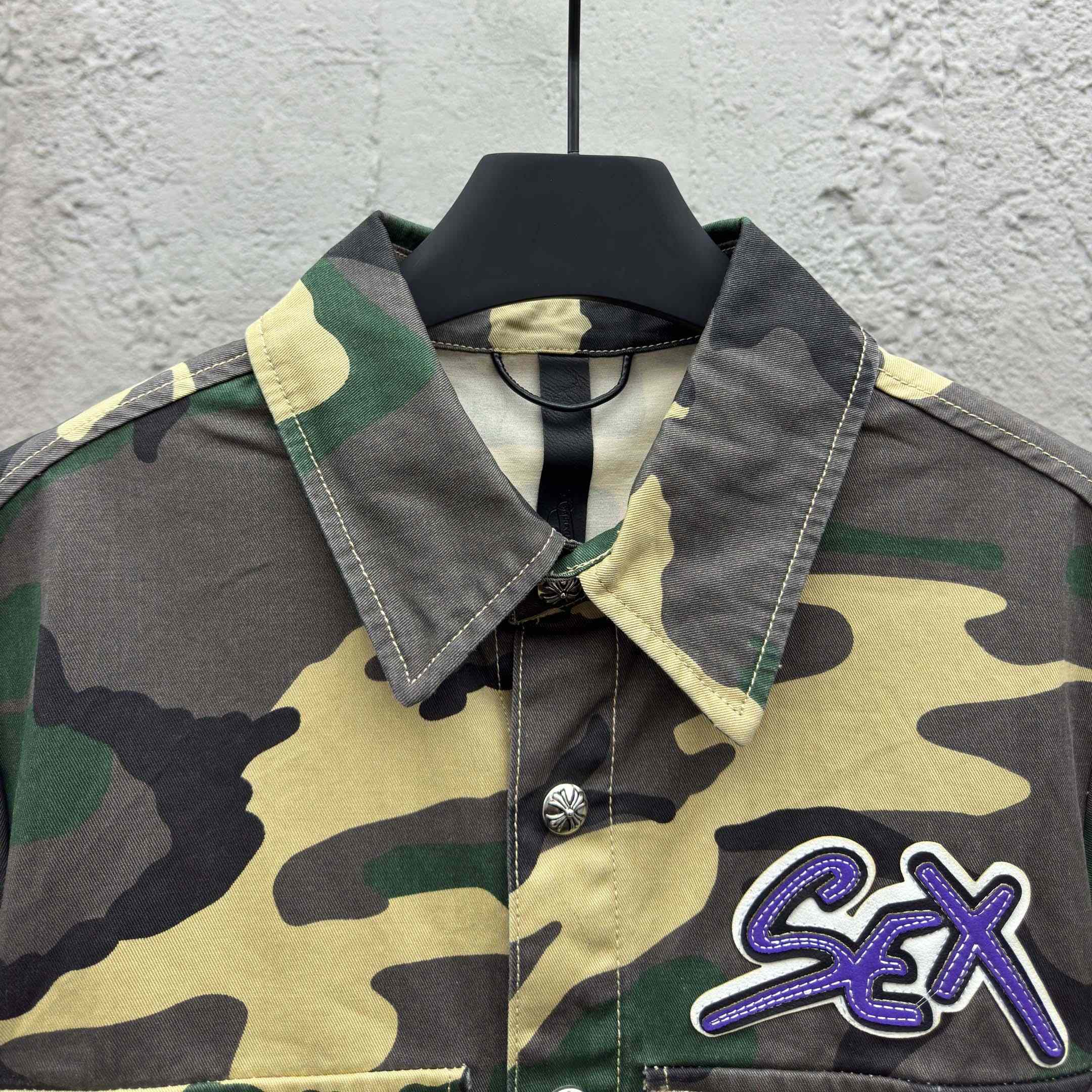 Chrome Hearts Matty Boy Sex Records Camo Cropped Button Up - EUR FASHION