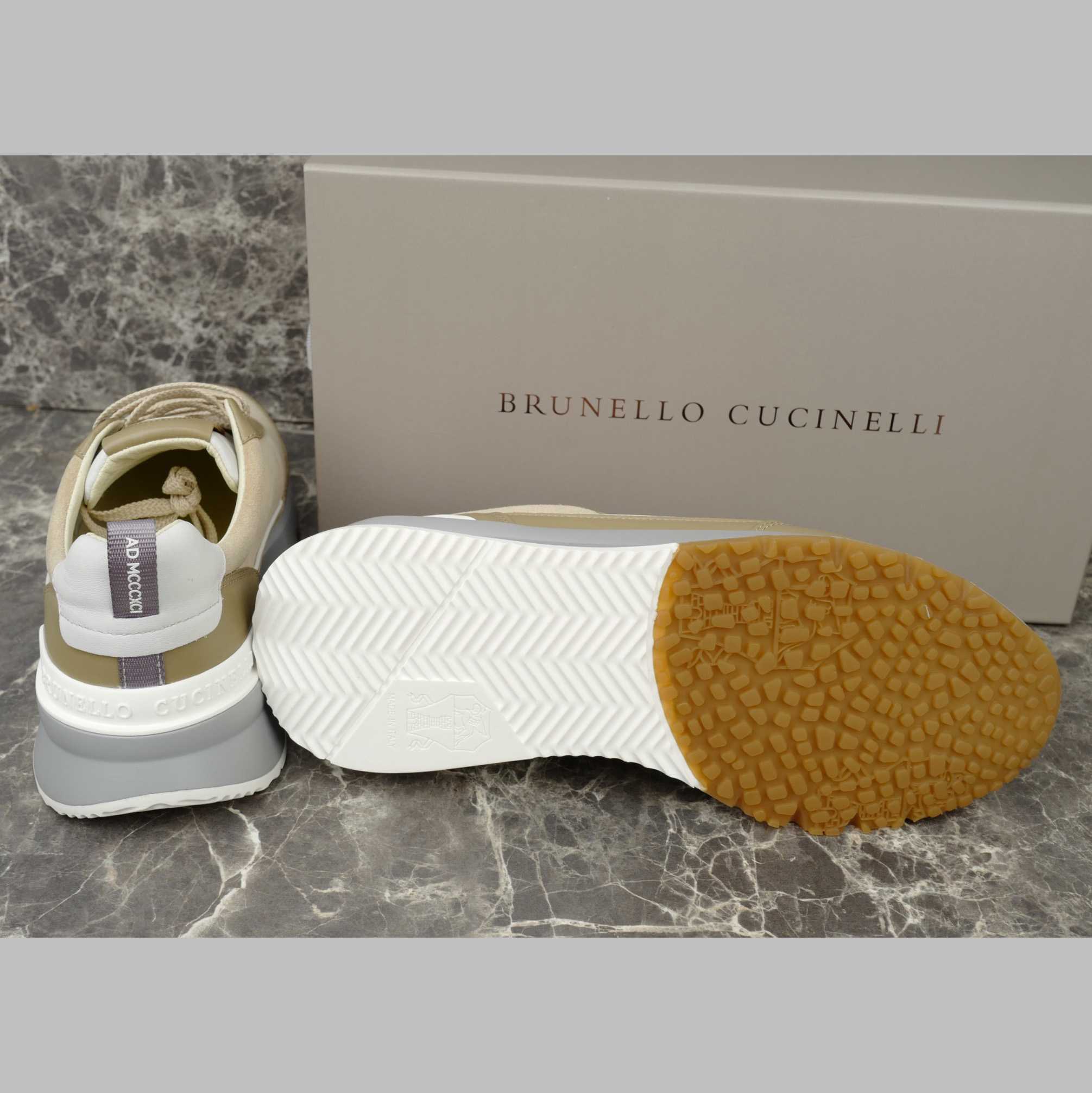 Brunello Cucinelli Washed Suede And Semi-polished Calfskin Runners  - EUR FASHION