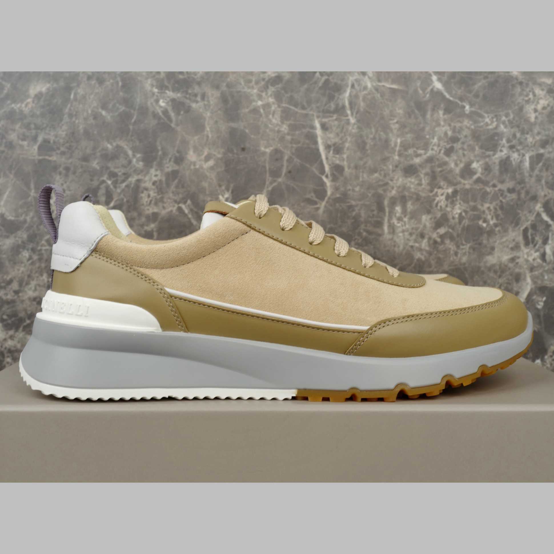 Brunello Cucinelli Washed Suede And Semi-polished Calfskin Runners  - EUR FASHION