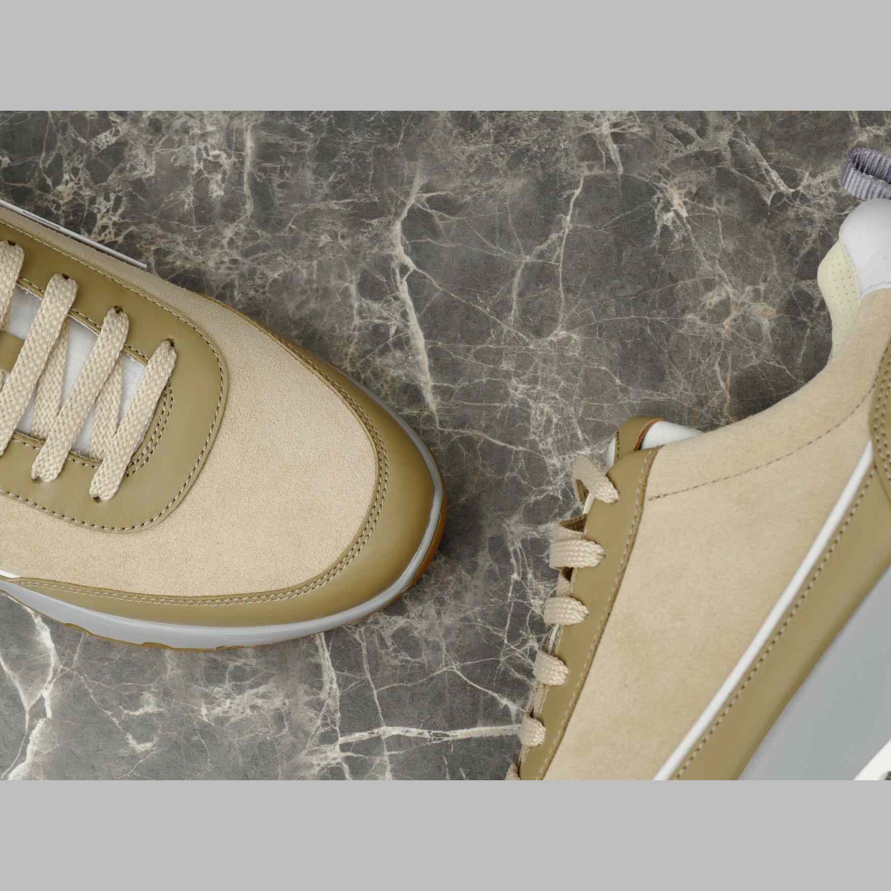 Brunello Cucinelli Washed Suede And Semi-polished Calfskin Runners  - EUR FASHION