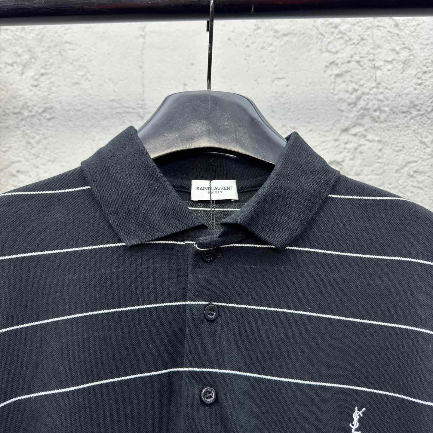 Saint Laurent Cassandre Polo Shirt In Striped Pique - EUR FASHION