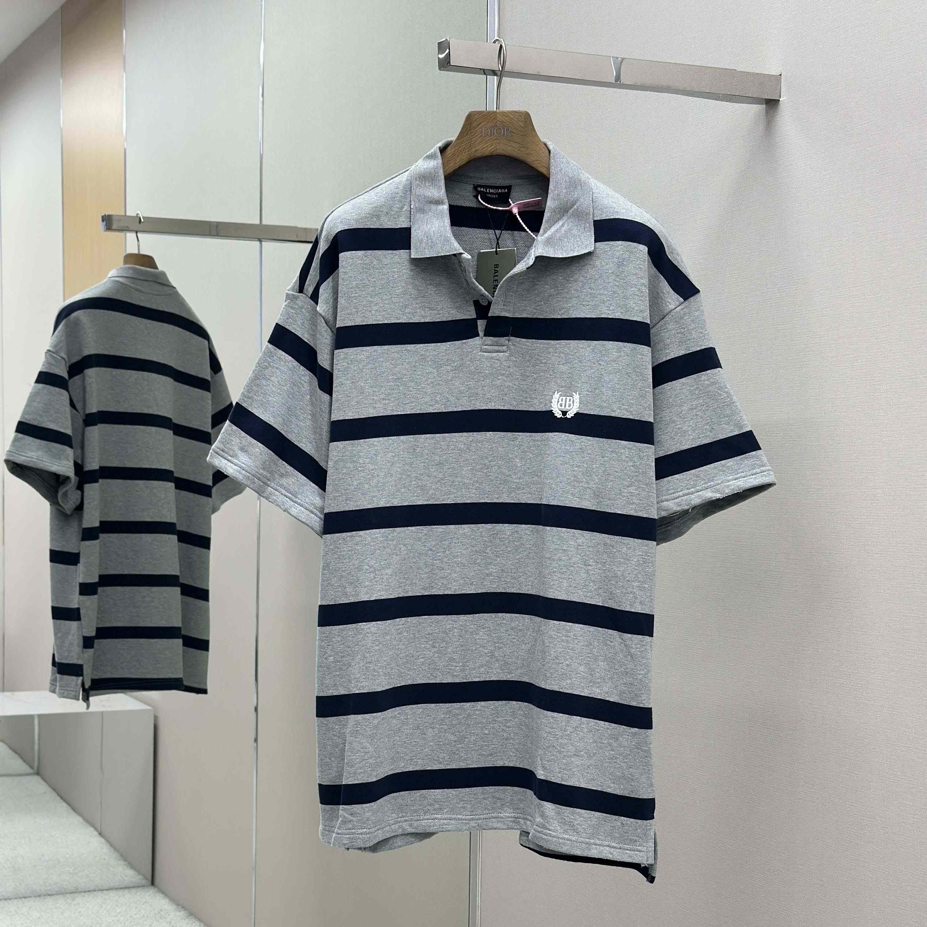 Balenciaga Laurel Classic Oversized Polo In Heavy Grey - EUR FASHION