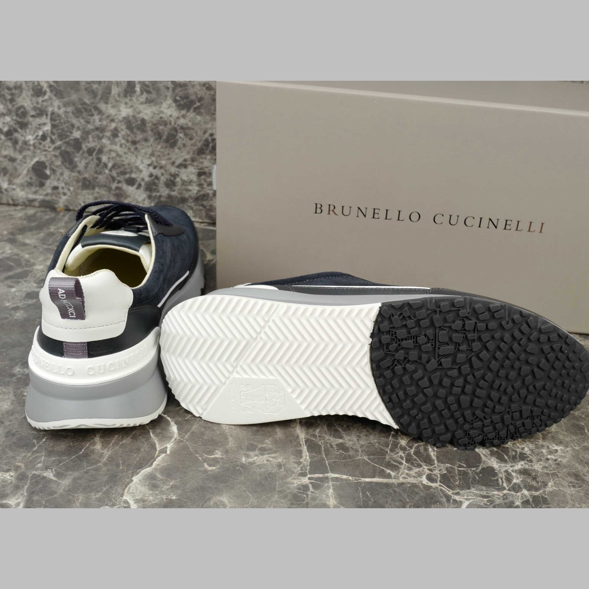 Brunello Cucinelli Washed Suede And Semi-polished Calfskin Runners  - EUR FASHION
