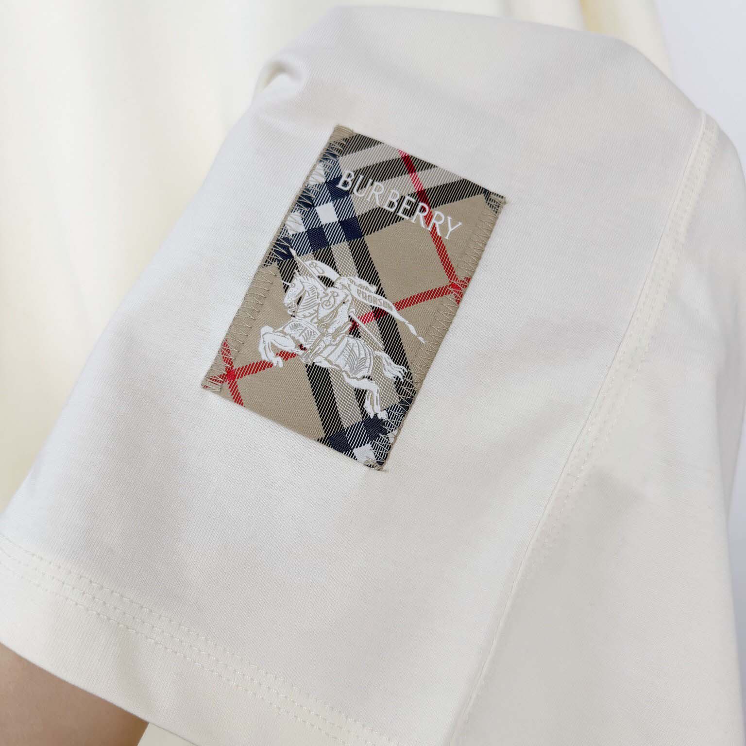 Burberry Check Label Cotton T-shirt  - EUR FASHION