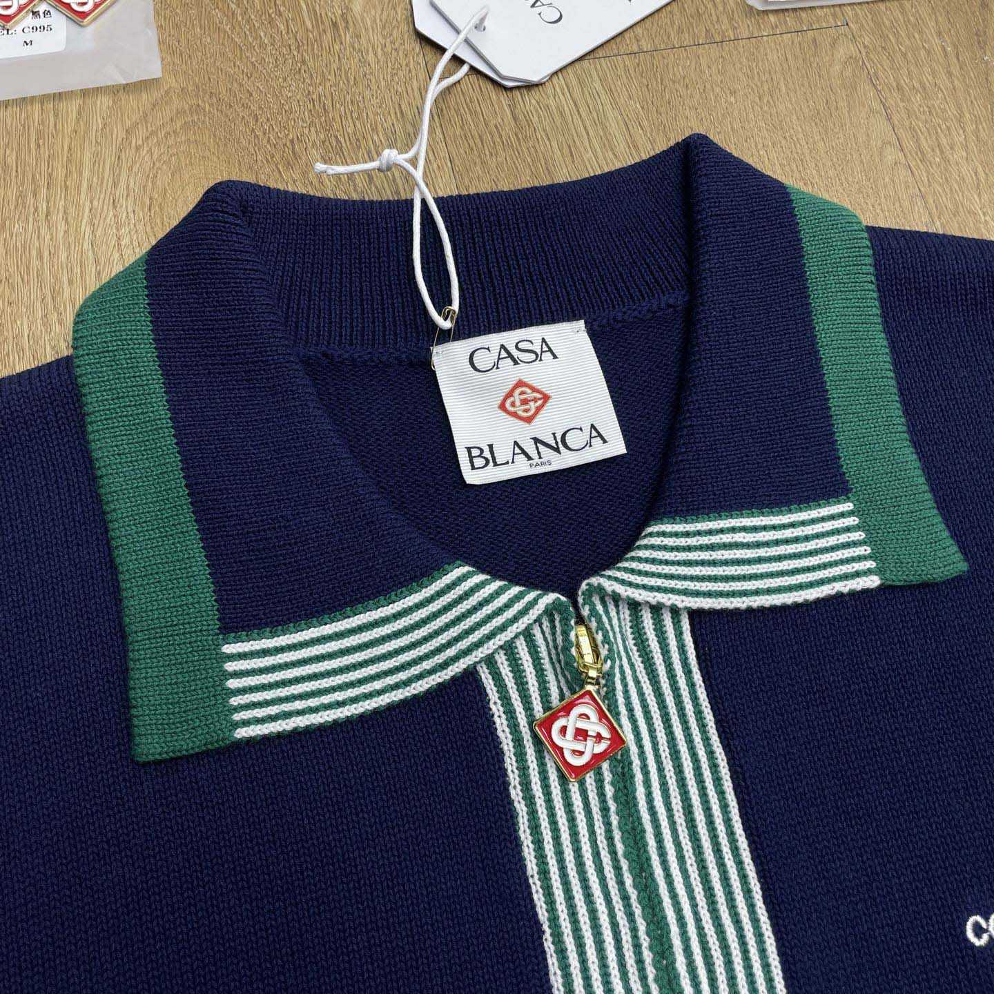 Casablanca Merino Wool T-shirt With Striped Collar In Blue   D0089 - EUR FASHION
