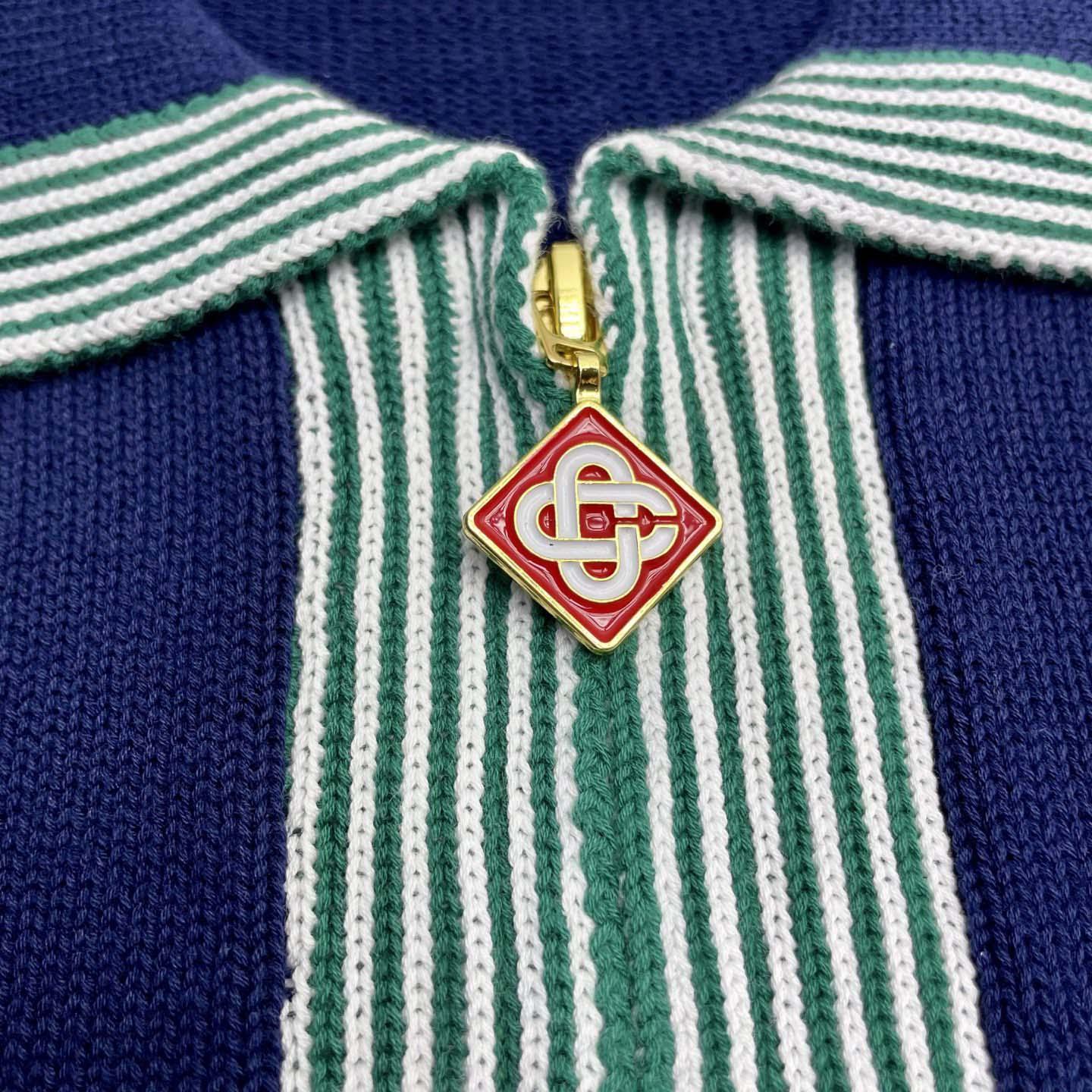 Casablanca Merino Wool T-shirt With Striped Collar In Blue   D0089 - EUR FASHION