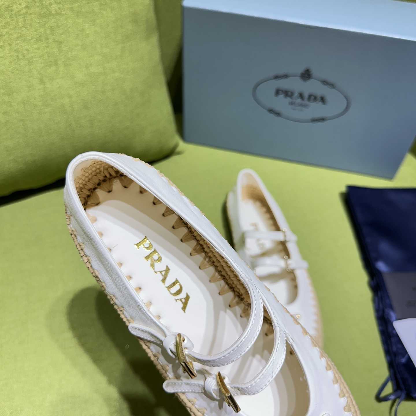 Prada Nappa Leather And Raffia Ballerinas - EUR FASHION