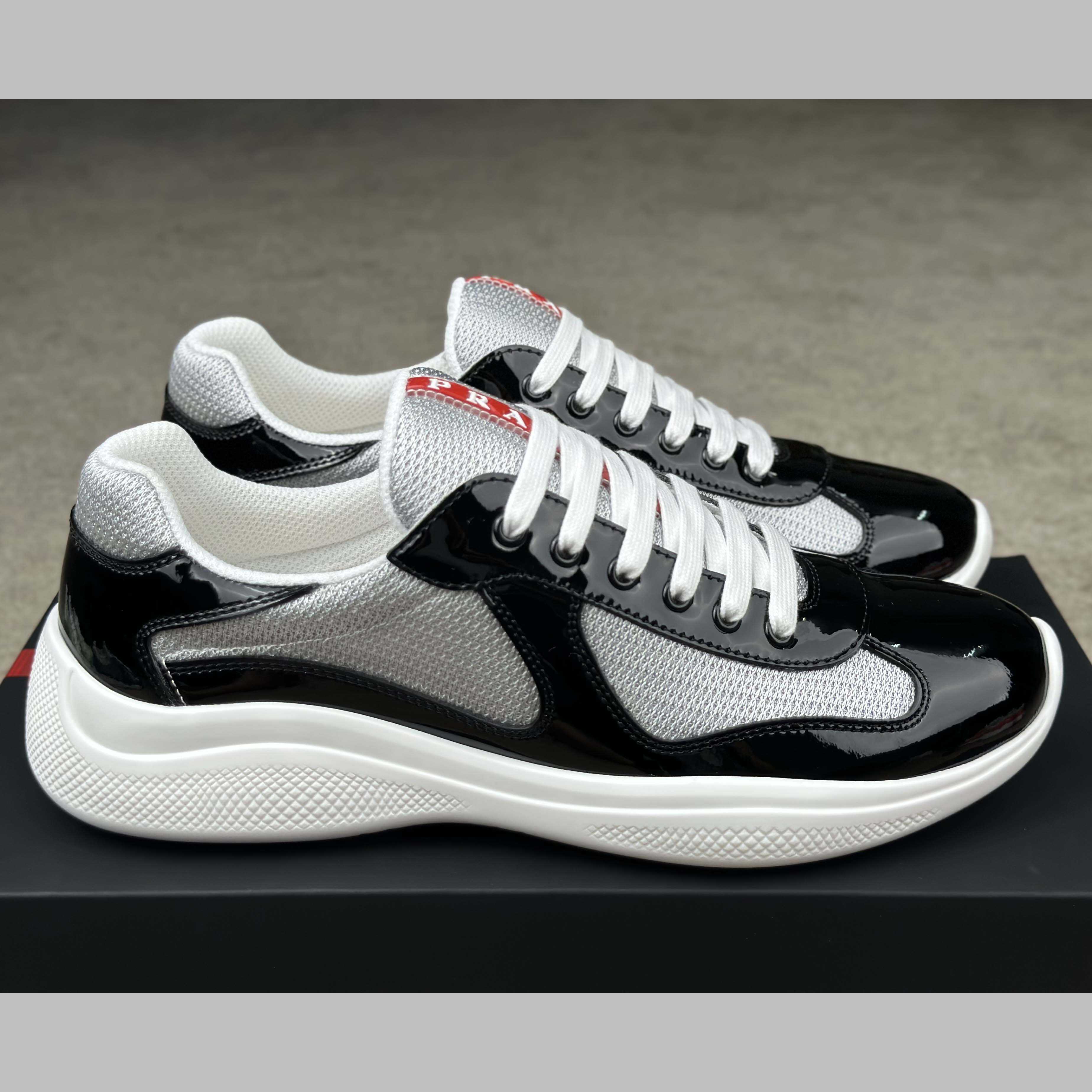 Prada Patent Leather And Technical Fabric Prada America's Cup Sneakers - EUR FASHION
